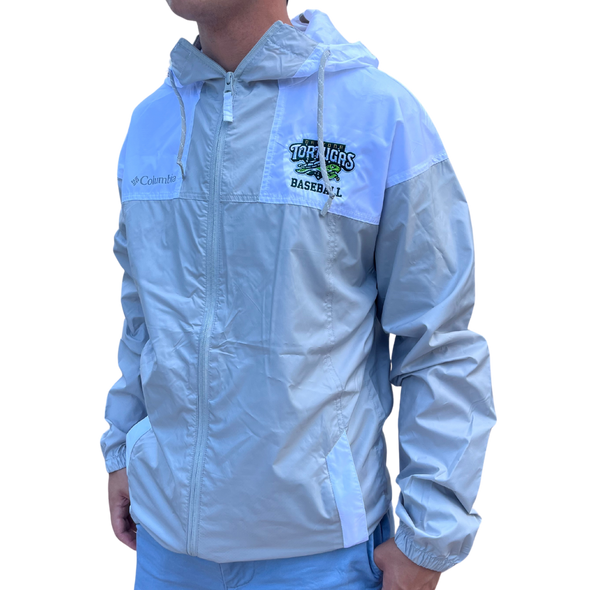 WHITE & GRAY COLUMBIA WINDBREAKER