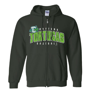 DARK GREEN HOODED FULL-ZIP